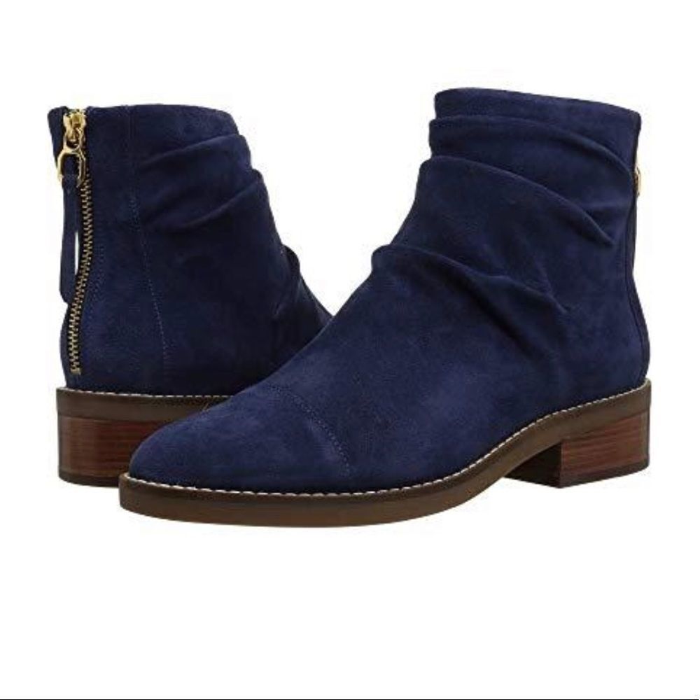 Elegant Blue Suede Ankle Boots